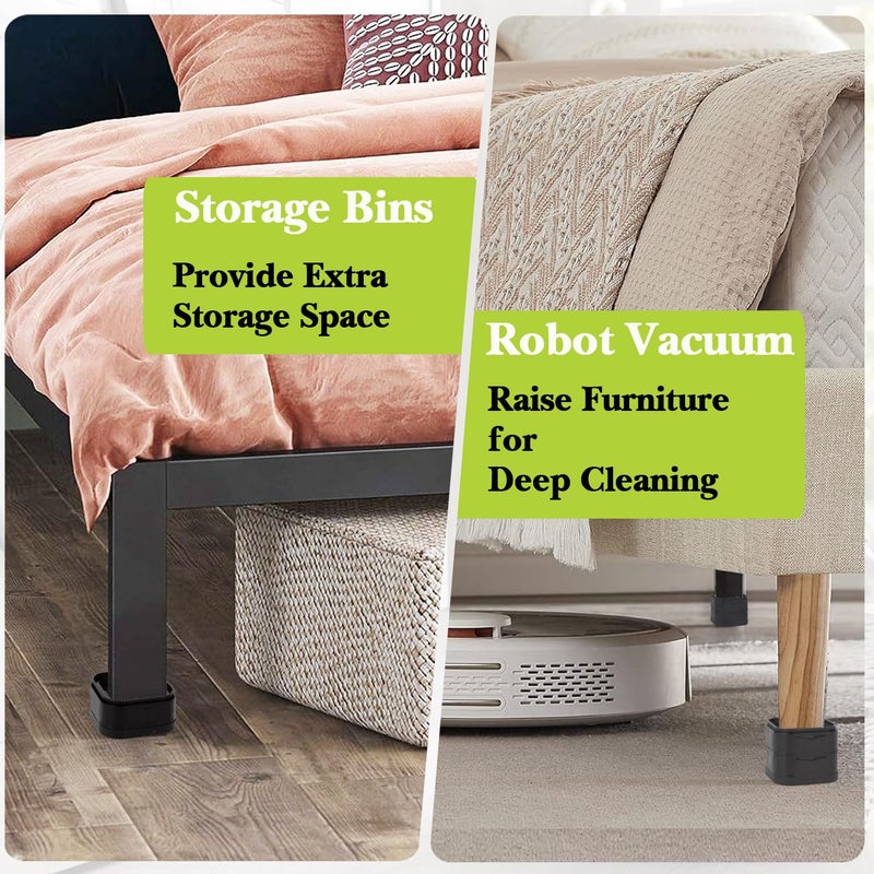 Yookwutar 6 Pack Furniture Risers 1 Inch, Adjustable Bed Risers Heavy Duty for Table Desk Couch Chair Sofa Cabinet Bed Legs Dorm, Square Stackable Bed Raisers Blocks Lift Height 1"", 2"" or 3"", Black - Image 5